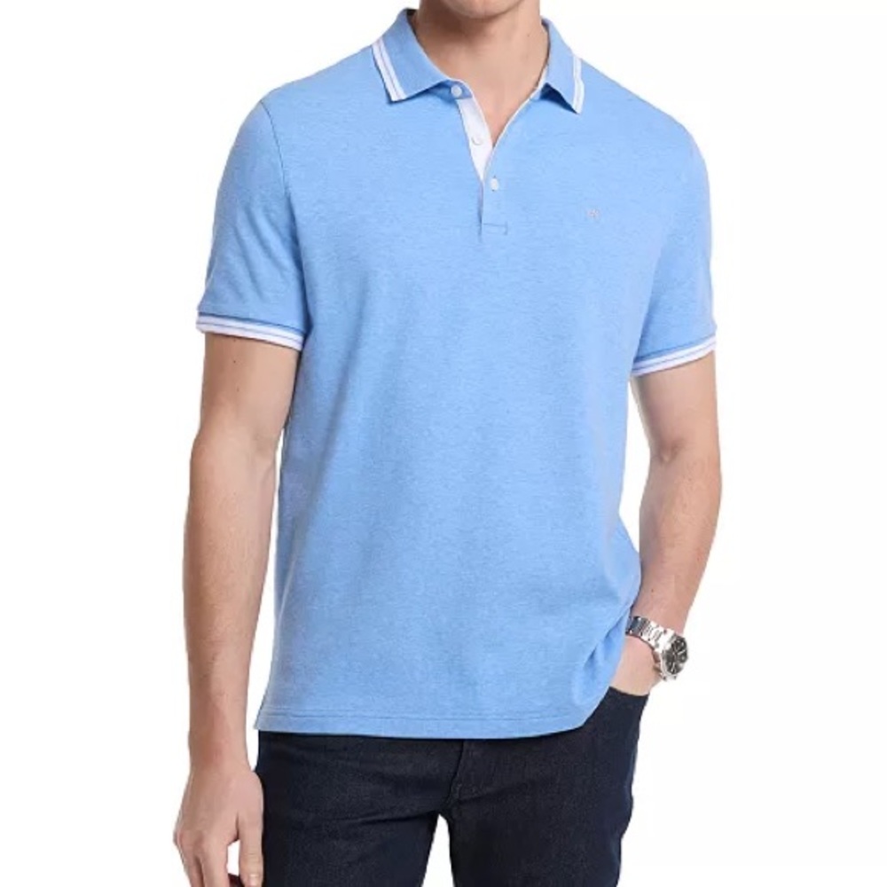 MICHAEL KORS GREENWICH POLO SHORT SLEEVE 3-BUTTON SHIRT / TEAL / SIZE XL